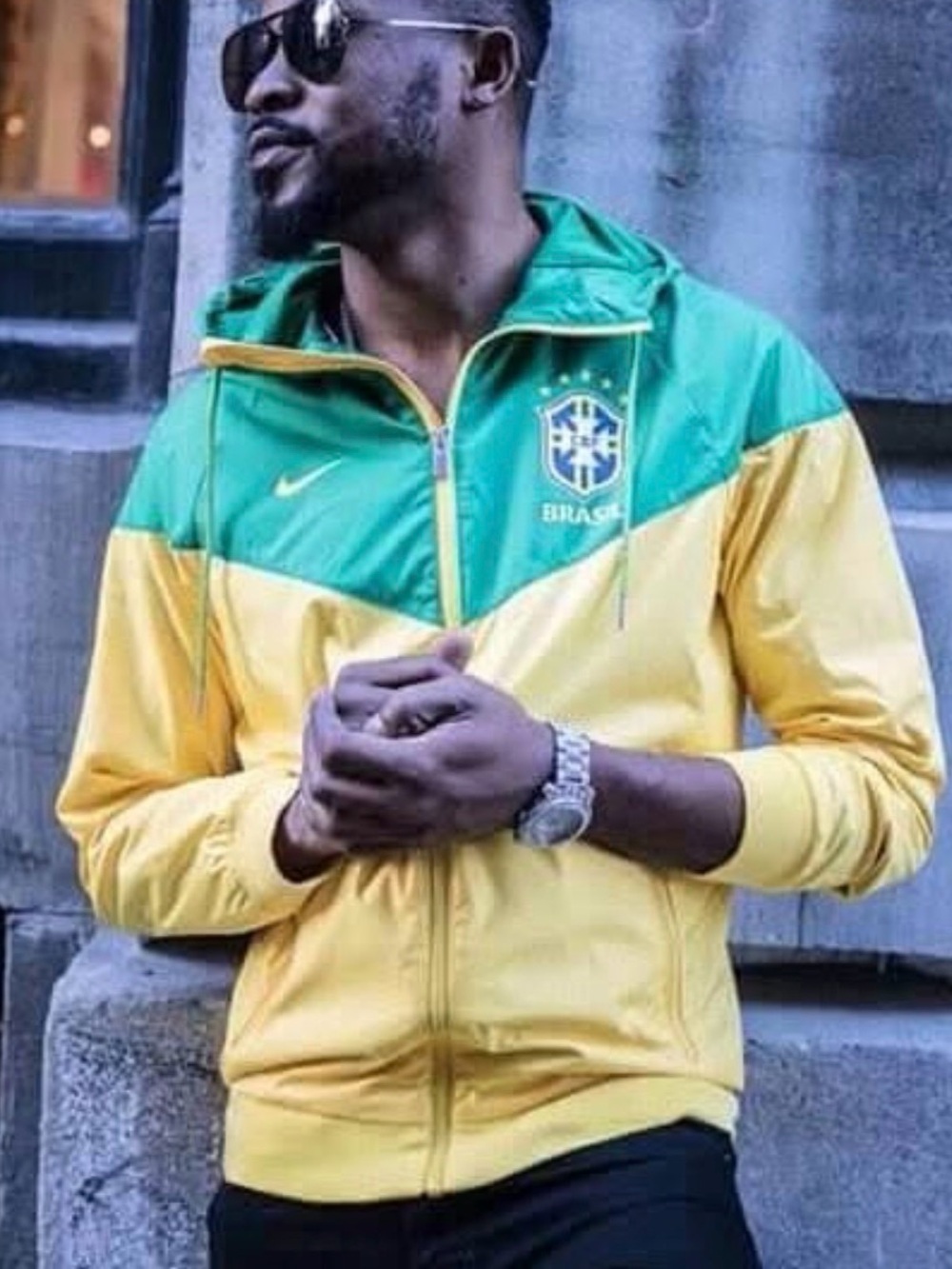 Nike Green and Yellow Brasil Windbreaker Jacket - Men's